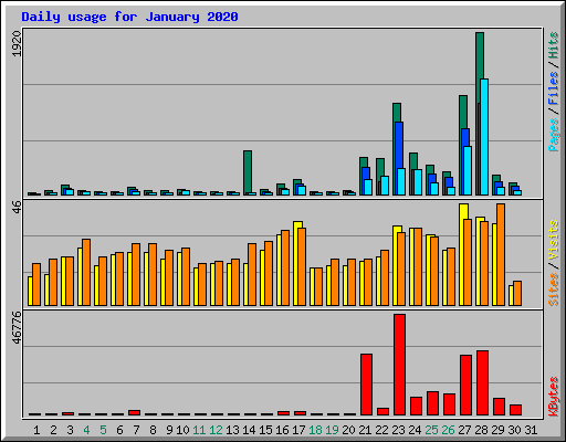 Daily usage for January 2020